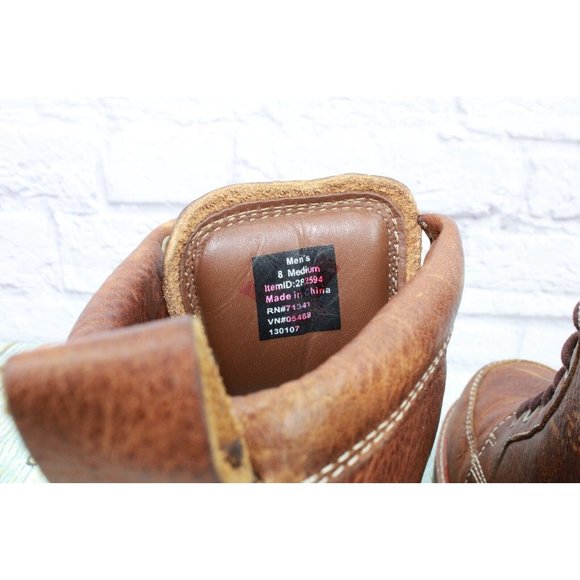 LL Bean Brown Leather chukka Buffalo Plaid Lined Ankle Boots Size 8 M - Picture 6 of 10